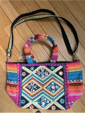 America & Beyond Embellished Multi Stripe Purse New